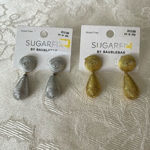 Sugarfix Baublebar New On Cards Dangle Earrings Pair Silver & Gold